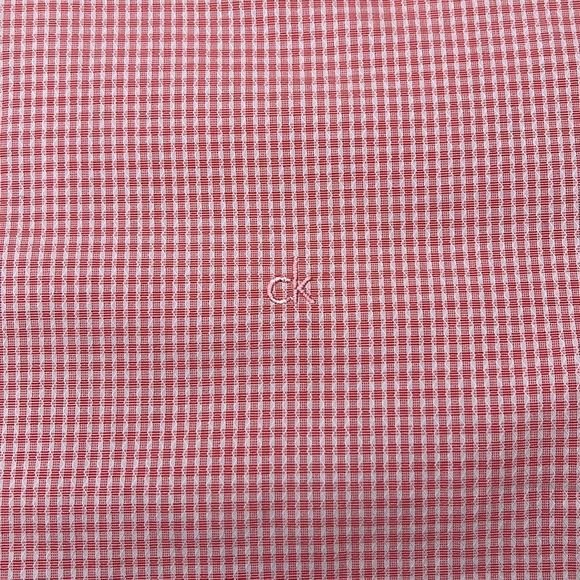 Calvin Klein Dress Shirt Mens 16.5 34/35 Pink Gingham Long Sleeve Button Down - Picture 7 of 12